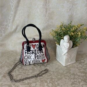 Brighton Love Glam Fashionista Kisslock Mini Satchel Leather Crossbody Bag